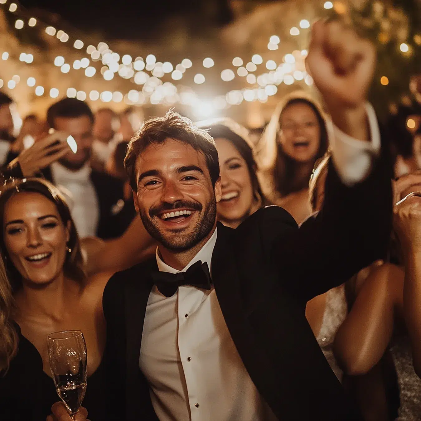 wedding photo of people dancing